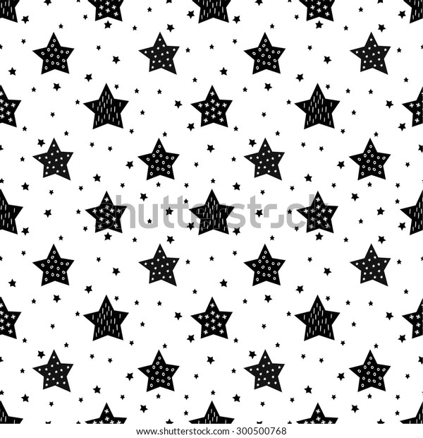 Seamless Black White Pattern Cute Stars Stock Vector (royalty Free 