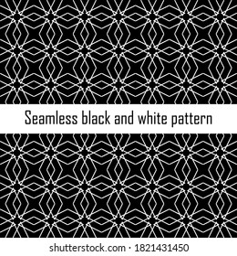 Seamless black and white pattern. Decorative print 4. Vector infinitely repeating ornament. Paper, wallpaper, textile, fabric, clothing stylish print