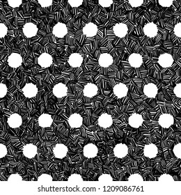 Seamless black and white pattern in doodle style. Hand-drawn print. Vector illustration.