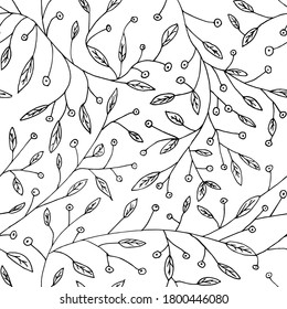  seamless black and white pattern drawn by pen in simple style. Vector illustration