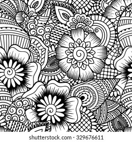 Hand Drawn Zentangle Floral Background Coloring Stock Vector (Royalty ...