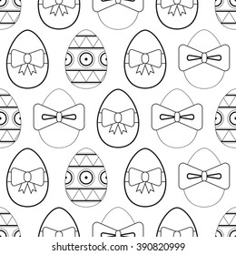 Seamless black and white pattern flat Easter eggs