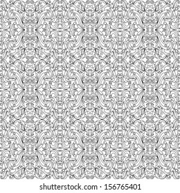 Seamless black and white pattern, floral abstraction