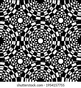 Seamless black and white pattern in the form of abstract circles. vector