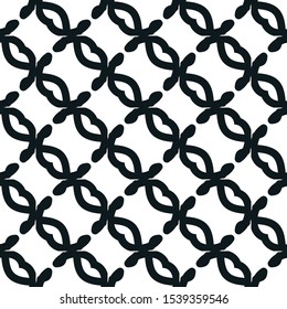 Seamless black and white pattern with geometric elements.
