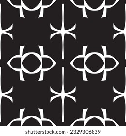 seamless black and white pattern geometric organic shapes and forms textile fabric or ceramic tiles background