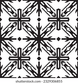 seamless black and white pattern geometric organic shapes and forms textile fabric or ceramic tiles background