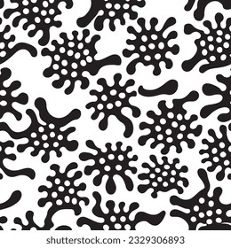 seamless black and white pattern geometric organic shapes and forms textile fabric or ceramic tiles background