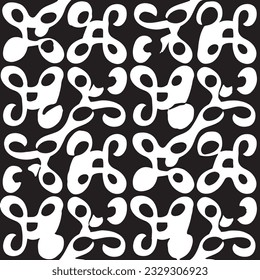 seamless black and white pattern geometric organic shapes and forms textile fabric or ceramic tiles background