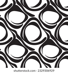 seamless black and white pattern geometric organic shapes and forms textile fabric or ceramic tiles background