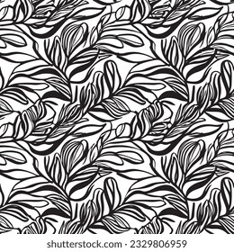 seamless black and white pattern geometric organic shapes and forms textile fabric or ceramic tiles background