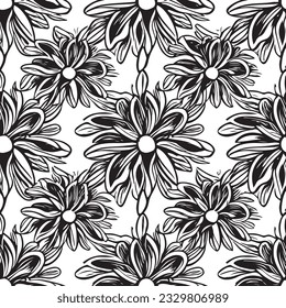 seamless black and white pattern geometric organic shapes and forms textile fabric or ceramic tiles background