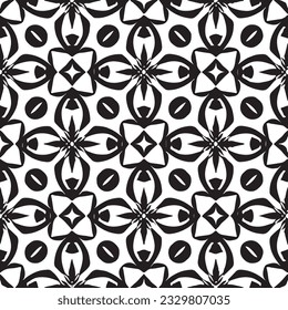 seamless black and white pattern geometric organic shapes and forms textile fabric or ceramic tiles background