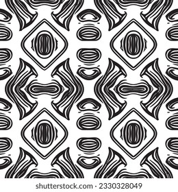 seamless black and white pattern geometric organic shapes and forms textile fabric or ceramic tiles background