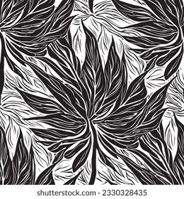 seamless black and white pattern geometric organic shapes and forms textile fabric or ceramic tiles background