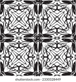 seamless black and white pattern geometric organic shapes and forms textile fabric or ceramic tiles background