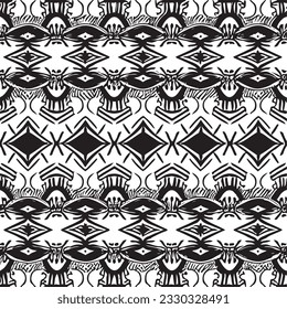seamless black and white pattern geometric organic shapes and forms textile fabric or ceramic tiles background