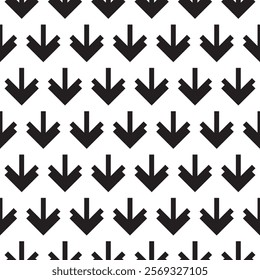 Seamless Black and White Pattern with Geometric Repeating Shapes for Modern Design