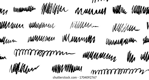 Seamless black and white pattern with hand drawn grunge waves on white background. Paint sketch waves background vector. Perfect for your packaging design, website, poster or else