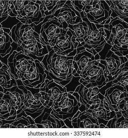Seamless black and white pattern with hand drawn elements. Vector illustration for your graphic design.