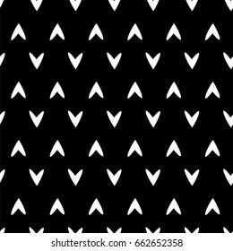 Seamless black and white pattern with hearts