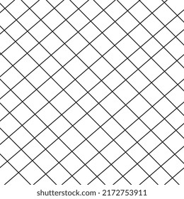 Seamless black and white pattern of intersecting lines creating squares for texture, packaging, simple backgrounds, creative design, Vector illustration. Abstract geometric shape texture.