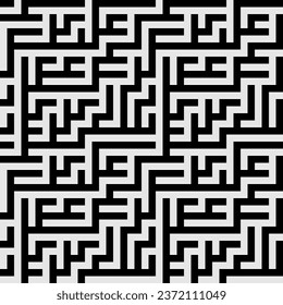 Seamless Black and White Pattern with Maze, Abstract Pattern
