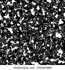 Seamless black and white pattern. Monochrome grunge background
