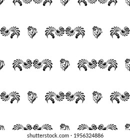 Patrón blanco y negro impecable con monogramas de estilo barroco. Es bueno para fondos e impresiones. Ilustración vectorial.