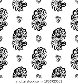 Patrón blanco y negro impecable con monogramas de estilo barroco. Ideal para cubiertas, telas, postales e impresión. Vector 