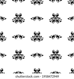 Seamless black and white pattern with monograms in the Baroque style. Good for backgrounds, prints, apparel and textiles. Vector 