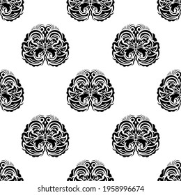 Seamless black and white pattern with monograms in the Baroque style. Good for backgrounds and prints. Vector