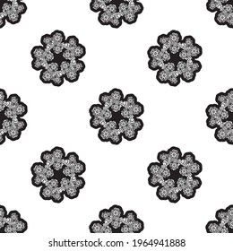 Seamless black and white pattern with monograms in the Baroque style. Good for clothing and textiles. Vector