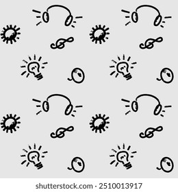 padrão preto e branco perfeito em um tema escolar com elementos de design