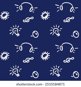 seamless black and white pattern on a school theme with design elements