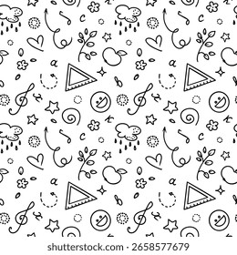 padrão preto e branco perfeito em um tema escolar com elementos de design