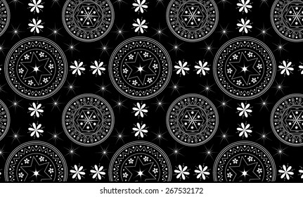 Seamless black and white pattern, ornaments