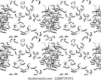 Seamless black and white pattern with people