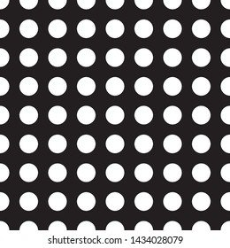 Seamless black and white pattern with polka dots. Dotted background. Endless decorative linear round texture. Black and white decorative element. Simple geometric pointillist texture.