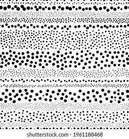 Seamless black and white pattern. Polka dot print for textiles. Horizontal black lines on a white background. Vector illustration.