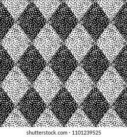 Seamless black and white pattern. Prints for textiles. Vintage grunge background. Geometric elements in the form of a diamond. Vector illustration.