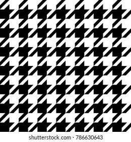 Seamless black and white pattern with protruding teeth. Vector houndstooth.