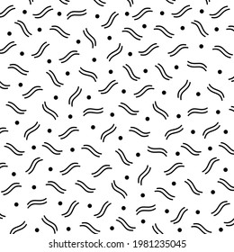 Seamless, black and white pattern. Repeating lines and circles