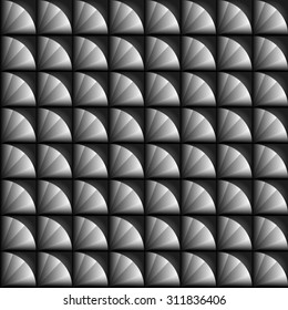 Seamless black and white pattern in a repeating tile with gray spectrum.