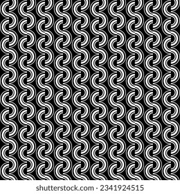 Patrón geométrico blanco y negro sin foco con semicírculos. Ilustración vectorial.