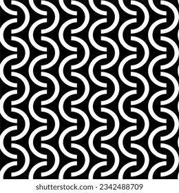 Seamless black and white pattern with semicircles. Geometric background. Design for web, wrapping, wallpaper, cover, textile, fabric, print, fashion.