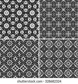 seamless black and white pattern set