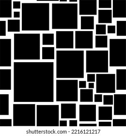 Seamless black and white pattern with squares. Geometric background. Vector illustration. Design web, wallpaper, wrapping, textile, print fabric cover