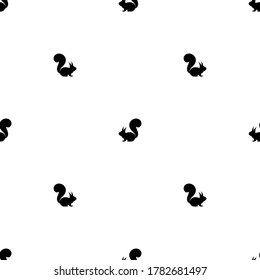 Seamless black and white pattern with squirrels. Animal background. Decorative holiday wallpaper, good for printing. Cute Vector illustration. Flat design