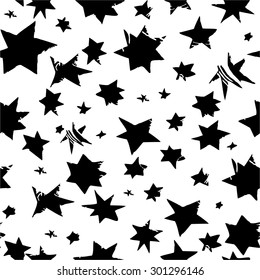 Seamless black and white pattern with stars